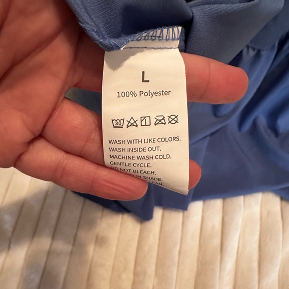 SHEIN Blue Long Sleeve Tiered Maxi Shirt Dress - Picture 3 of 3